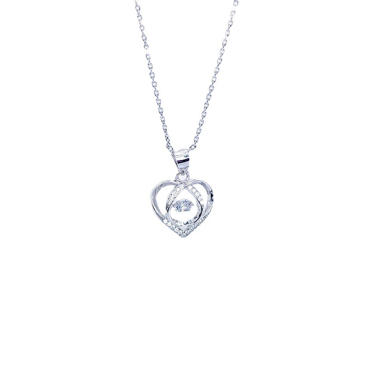 Heart Created Diamond Pendant Necklace 925 Sterling Silver Bridesmaid Wedding Jewelry